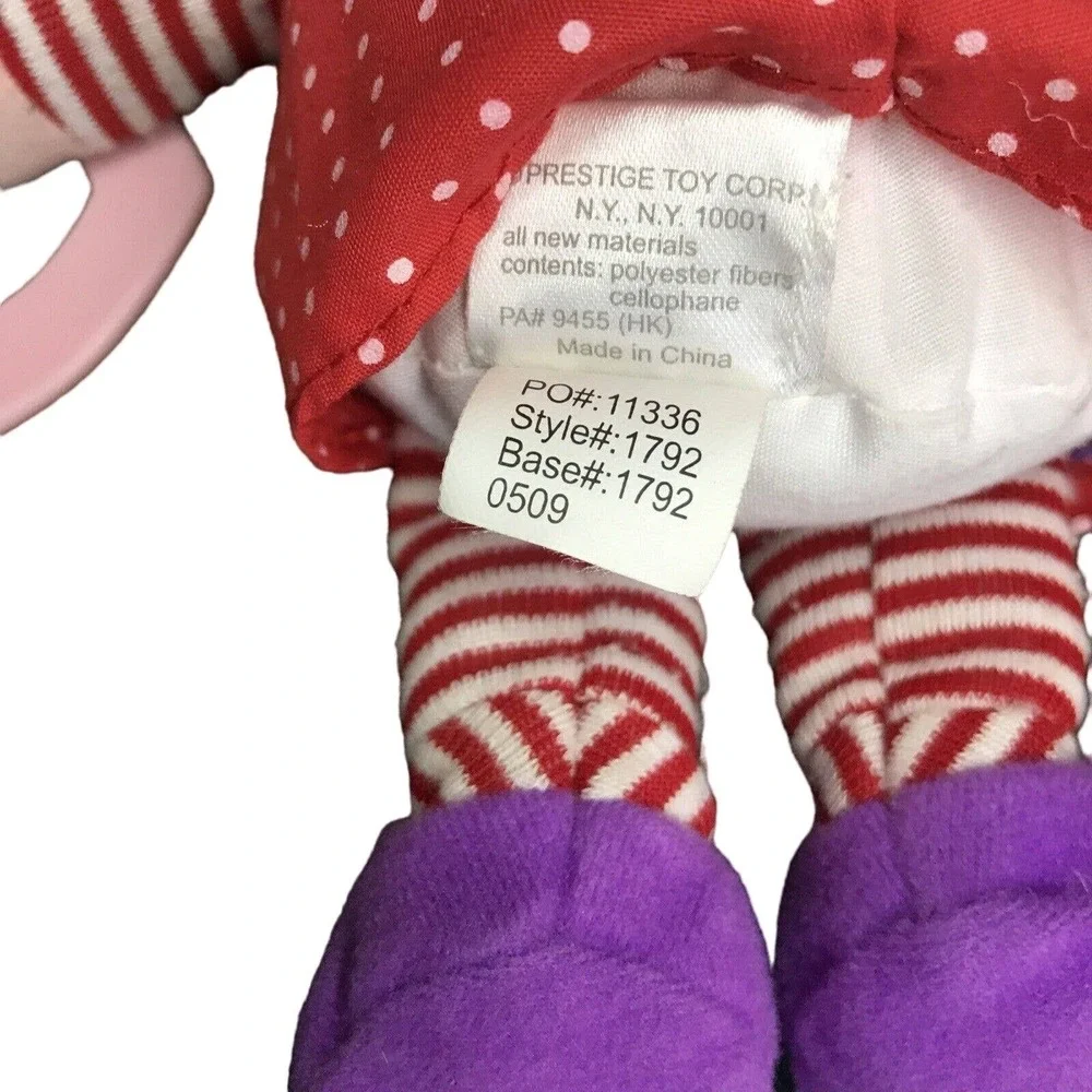 Prestige Baby Lovie Blonde Red Polka Dot Dress Squeak Strawberry Heart Teether